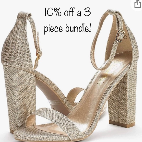 Dream Pairs Shoes - Gold Chunk High Heels 4”